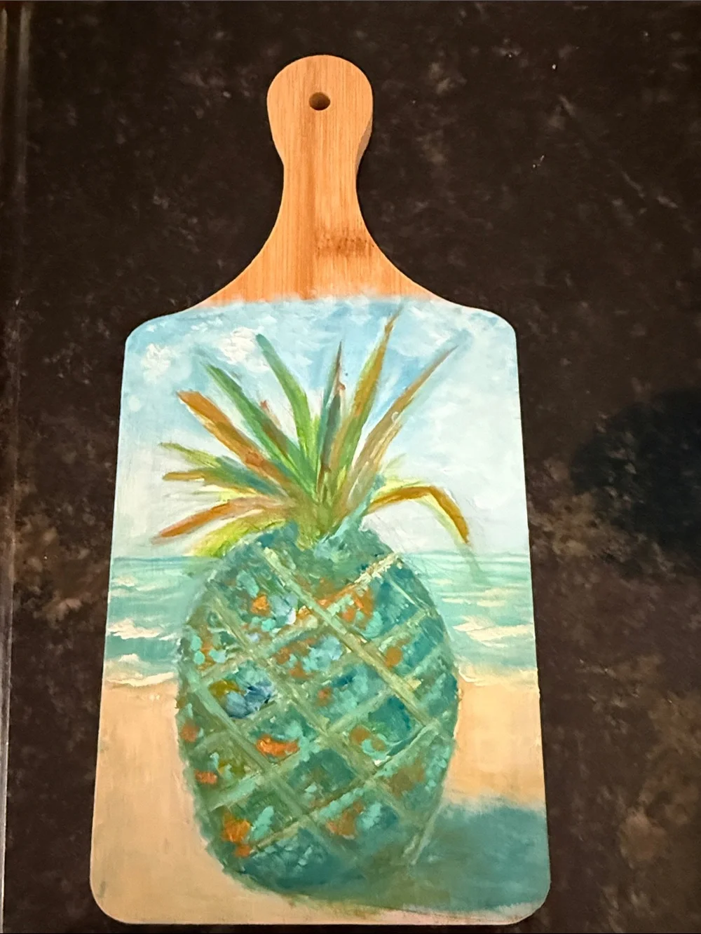 Hand-Painted Pineapple Paddle Board - Turquoise & Aqua